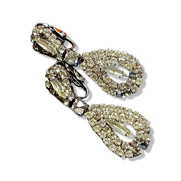WEISS TEARDROP VINTAGE Clip on earrings - Picture 1 of 8